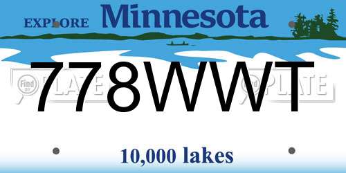 778WWT Minnesota License Plate