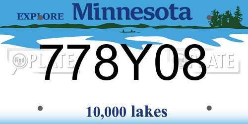 778Y08 Minnesota License Plate