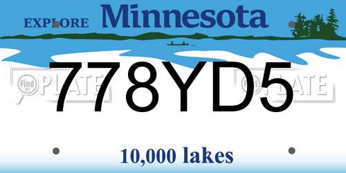 778YD5 Minnesota License Plate