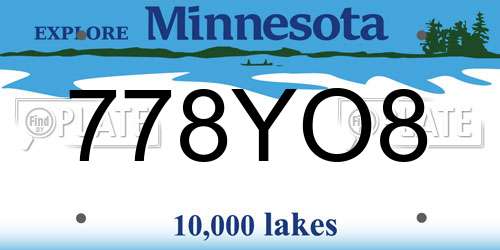 778YO8 Minnesota License Plate
