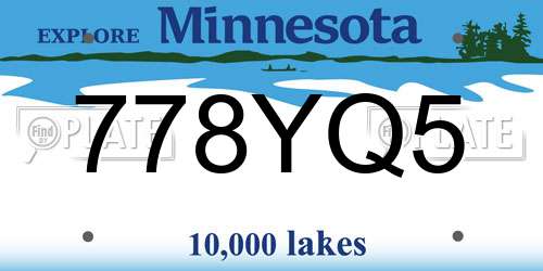778YQ5 Minnesota License Plate
