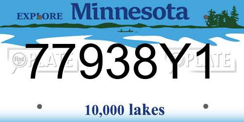 77938Y1 Minnesota License Plate
