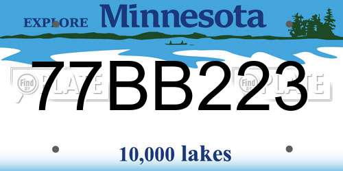 77BB223 Minnesota License Plate