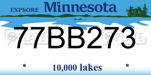 77BB273 Minnesota License Plate
