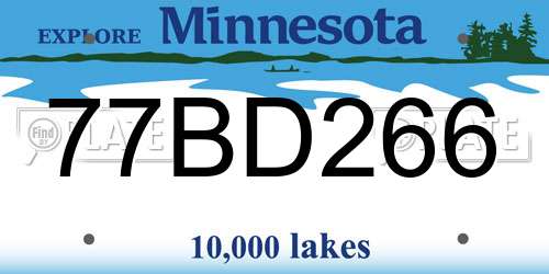 77BD266 Minnesota License Plate