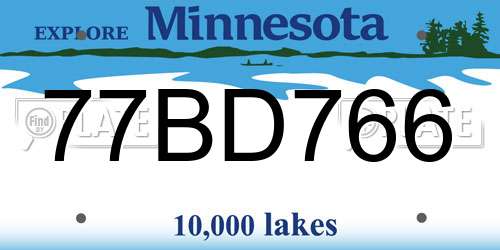 77BD766 Minnesota License Plate