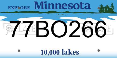 77BO266 Minnesota License Plate