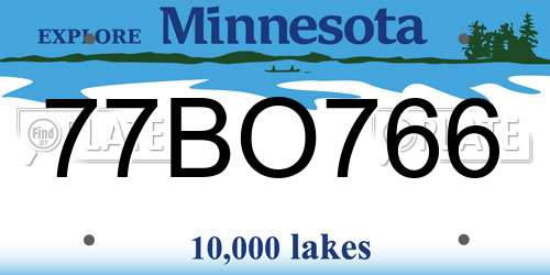 77BO766 Minnesota License Plate