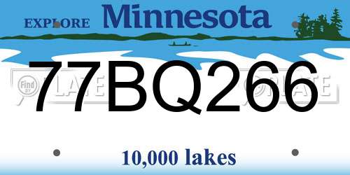 77BQ266 Minnesota License Plate