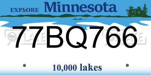 77BQ766 Minnesota License Plate