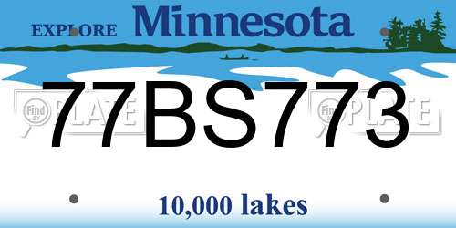77BS773 Minnesota License Plate
