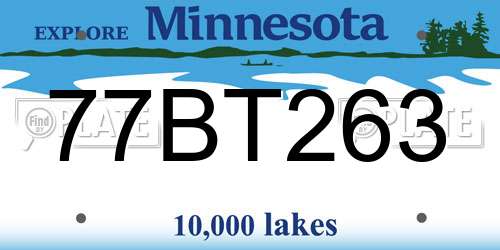 77BT263 Minnesota License Plate