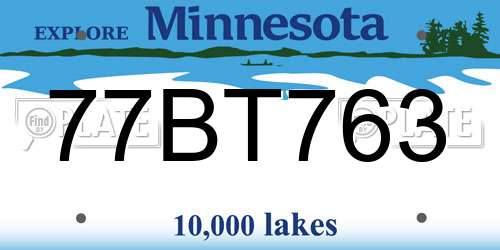 77BT763 Minnesota License Plate