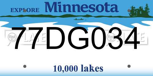 77DG034 Minnesota License Plate