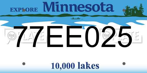 77EE025 Minnesota License Plate