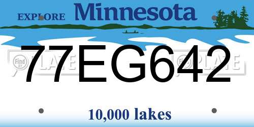 77EG642 Minnesota License Plate