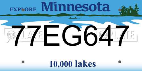 77EG647 Minnesota License Plate