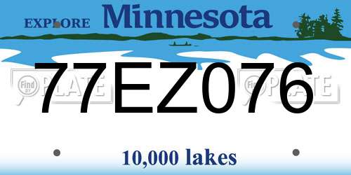 77EZ076 Minnesota License Plate