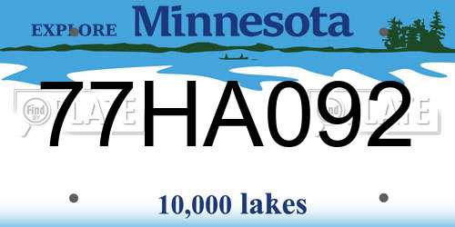 77HA092 Minnesota License Plate