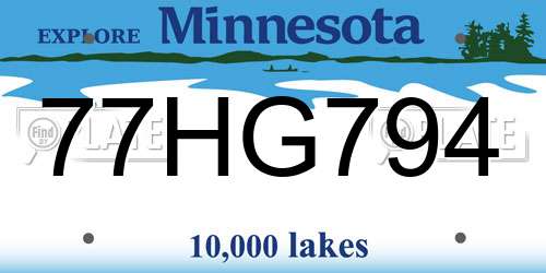 77HG794 Minnesota License Plate