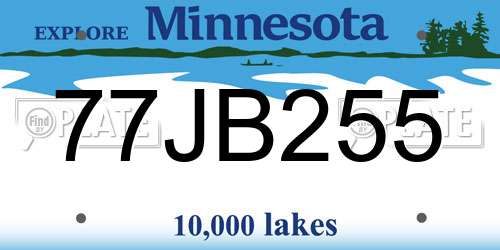 77JB255 Minnesota License Plate