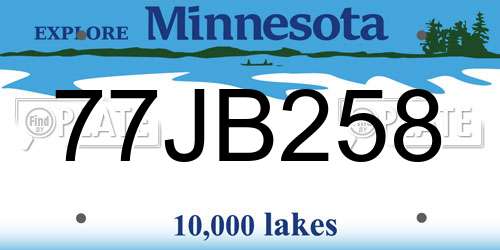77JB258 Minnesota License Plate