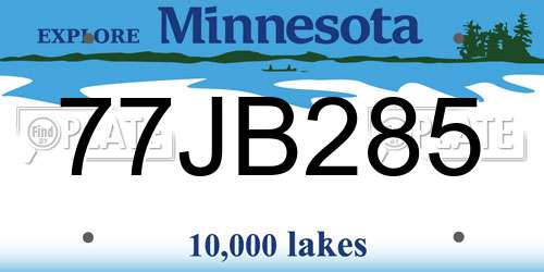 77JB285 Minnesota License Plate