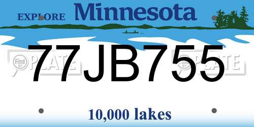 77JB755 Minnesota License Plate
