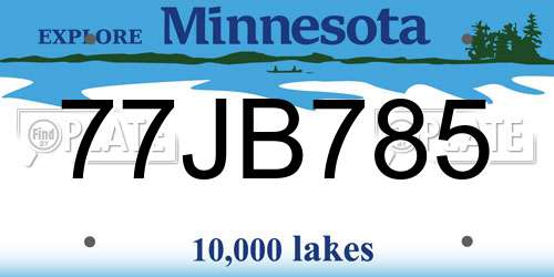 77JB785 Minnesota License Plate