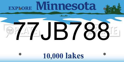 77JB788 Minnesota License Plate