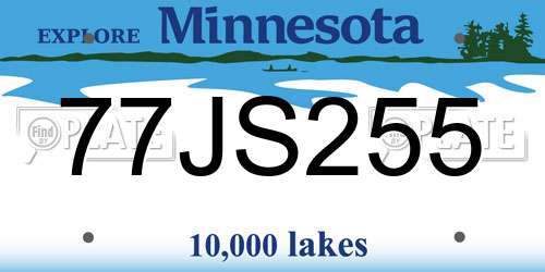 77JS255 Minnesota License Plate