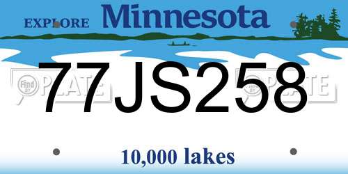 77JS258 Minnesota License Plate
