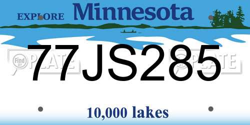 77JS285 Minnesota License Plate
