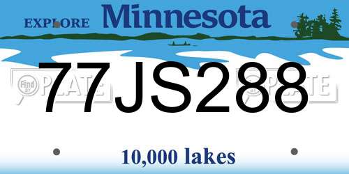 77JS288 Minnesota License Plate