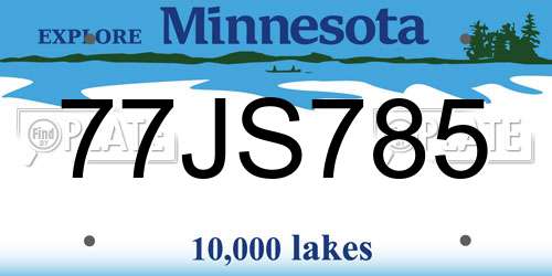 77JS785 Minnesota License Plate
