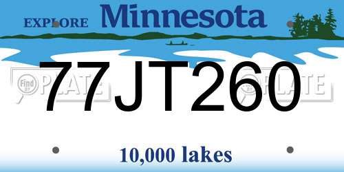 77JT260 Minnesota License Plate