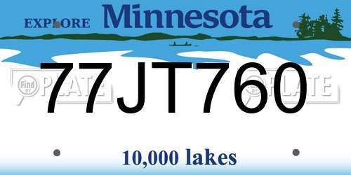 77JT760 Minnesota License Plate