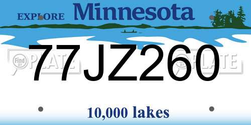 77JZ260 Minnesota License Plate