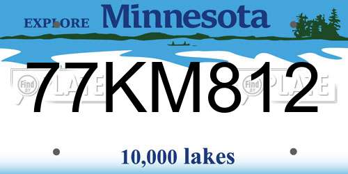 77KM812 Minnesota License Plate