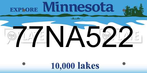 77NA522 Minnesota License Plate