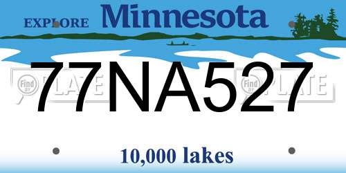 77NA527 Minnesota License Plate