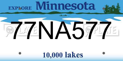 77NA577 Minnesota License Plate