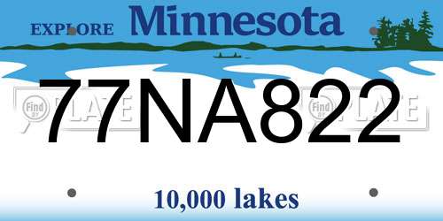 77NA822 Minnesota License Plate