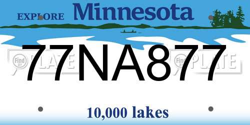 77NA877 Minnesota License Plate