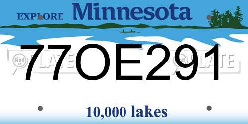 77OE291 Minnesota License Plate