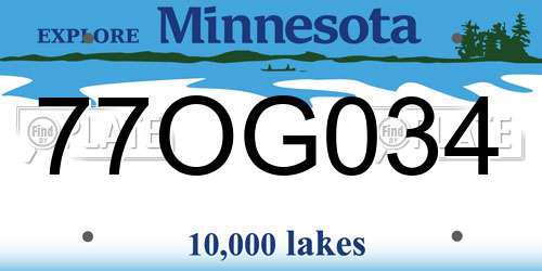 77OG034 Minnesota License Plate