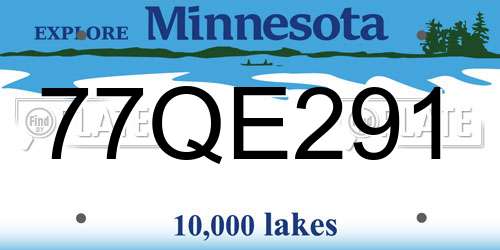 77QE291 Minnesota License Plate