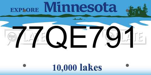 77QE791 Minnesota License Plate