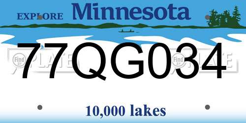 77QG034 Minnesota License Plate