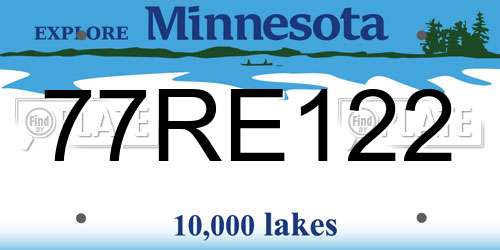 77RE122 Minnesota License Plate